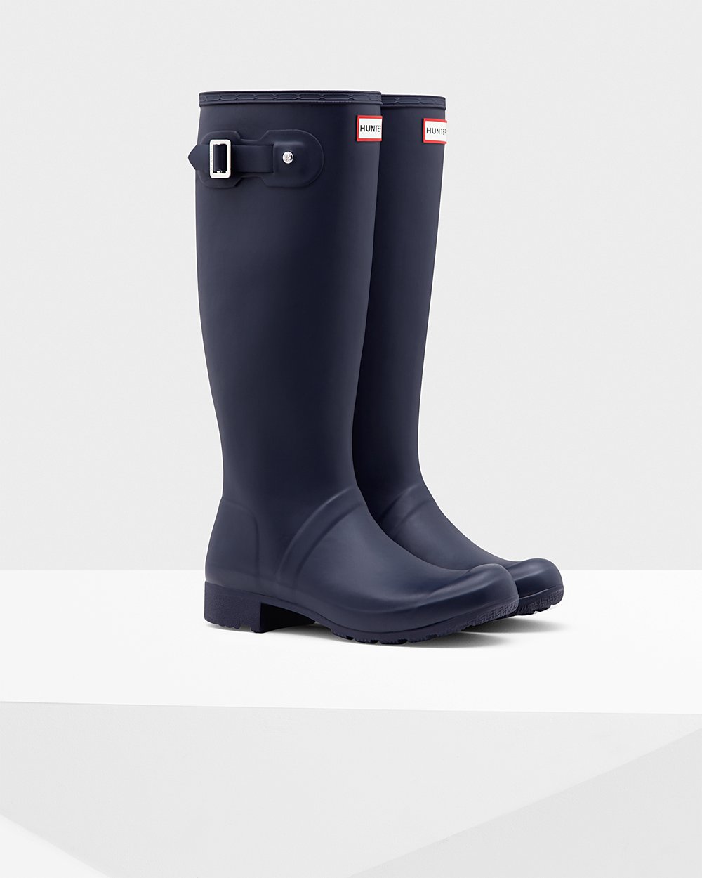 Hunter Original Tour Foldable Tall Rain Boots - Shop Online Womens Navy - QULFOS218